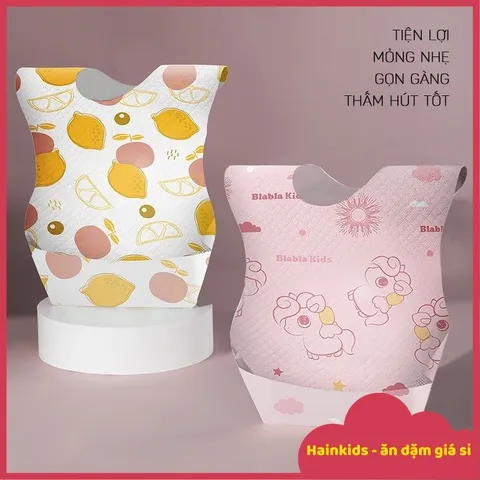 Yếm Ăn Dặm Cho Bé Dùng 1 Lần Bộ 10 Miếng Chất Liệu Vải Không Dệt Chống Thấm Hiệu Quả