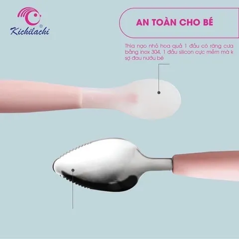 Thìa Nạo Hoa Quả 2 Đầu Cho Bé Tập Ăn Dặm, Kèm Hộp Đựng Vệ Sinh, Tiện Lợi và An Toàn Cho Bữa Phụ - Cocobear