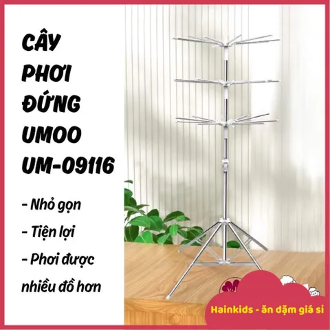 Cây Phơi Đồ Cho Bé Umoo UM-09116, Sào Phơi đồ Inox Gấp Gọn Cho Bé, Cây Phơi đồ Sơ Sinh, Khăn Sữa, áo Quần