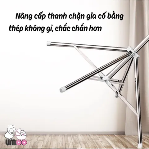 Cây Phơi Đồ Cho Bé Umoo UM-09116, Sào Phơi đồ Inox Gấp Gọn Cho Bé, Cây Phơi đồ Sơ Sinh, Khăn Sữa, áo Quần