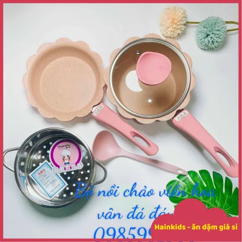 Nắp Thủy Tinh & Xửng Hấp Inox 16cm - Bộ Đồ Nấu Ăn Dặm An Toàn Cho Bé, Chảo Chống Dính & Quánh Tiện Dụng