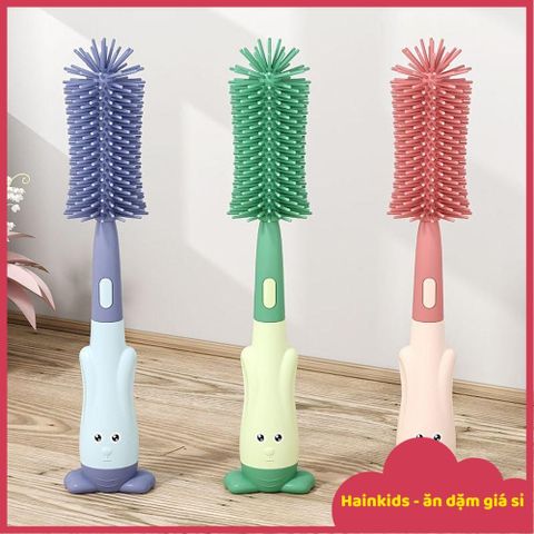 Cọ Bình Sữa Silicon 3 in 1 Cao Cấp - Tay Cầm Xoay 360 Độ, An Toàn, Dễ Dàng Cọ Rửa Mọi Loại Bình Sữa
