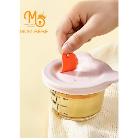 Hũ Thủy Tinh Có Nắp Đậy 200ml, Chia Vạch MumBébé Cao Cấp, Hộp Thủy Tinh Mumbebe Chịu Nhiêt độ Cao, An Toàn