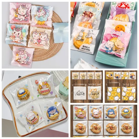 Combo 100 Túi OPP Dán Miệng Đựng Bánh Cookie & Quà Tặng - Kích Thước Đa Dạng, Chất Liệu Cao Cấp, Dễ Sử Dụng