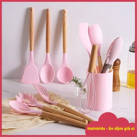 Bộ Dụng Cụ Làm Bếp Silicon Chịu Nhiệt 11 Món - Dụng Cụ Nấu Ăn Chống Dính, Thiết Kế Tiện Dụng, An Toàn Cho Sức Khỏe