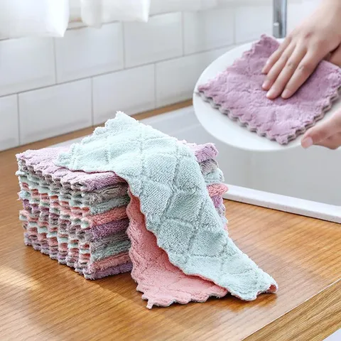Khăn Lau Bếp, Khăn Lau Bếp đa Năng Tiện Lợi, Hạn Chế Bụi, Thấm Hút Tốt Khăn Lau Tay 2 Mặt Siêu Thấm Lau Bát Lau Chén đĩa
