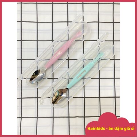 Thìa Nạo Trái Cây 2 Đầu CocoBear An Toàn - Inox Không Gỉ & Silicon, Hộp Đựng Tiện Lợi Cho Bé Tập Ăn Dặm