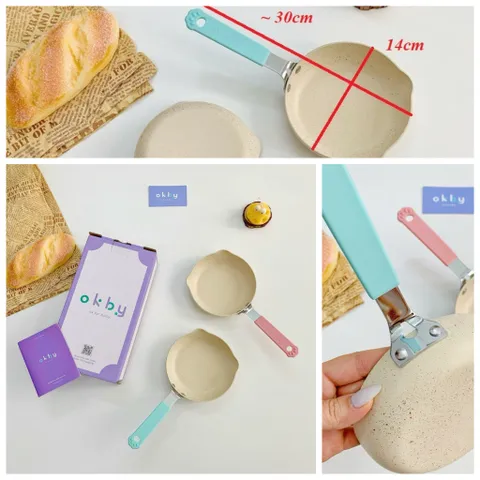 Chảo Hoa Đá Gấu OKBY Chống Dính 14cm Xinh Xắn - Chế Biến Đồ Ăn Dặm Cho Bé - Nấu Nướng Dễ Dàng, Thêm Yêu Bếp Núc!