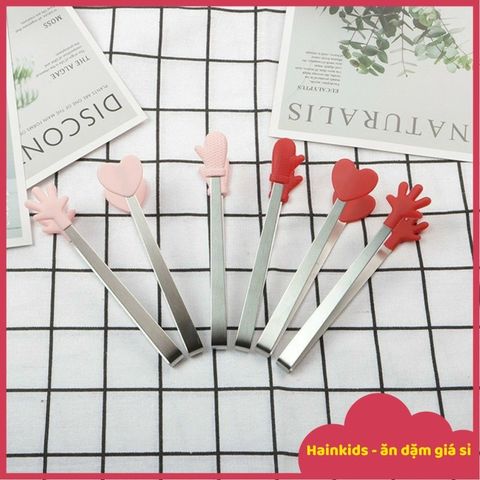 Kẹp Gắp Thức Ăn Mini Silicon và Thép Không Gỉ - Dụng Cụ Ăn Dặm An Toàn và Tiện Lợi Cho Bé