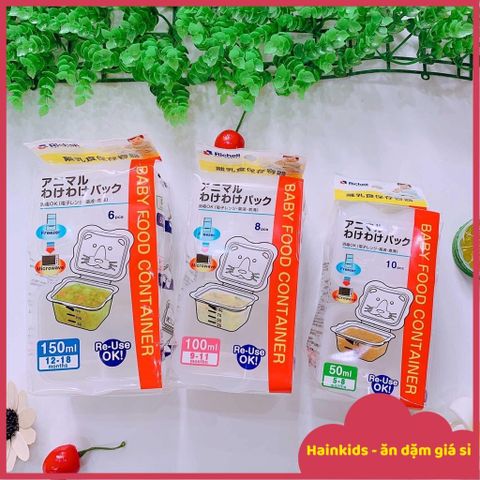 Set Hộp Trữ Đông Sư Tử RicheII & Coco Bear - 50ml, 100ml, 150ml, An Toàn, Không Chứa BPA, Đồ ăn Dặm Cho Bé
