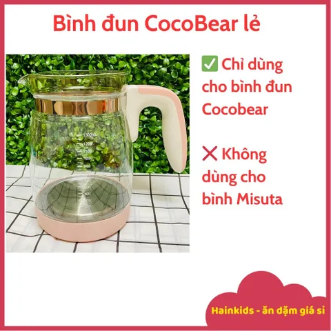 [PHỤ KIỆN] Bình Thủy Tinh Coco Bear, Bình Thay Thế Dùng Cho ấm đun Nước Pha Sữa CocoBear Không Kèm Nắp