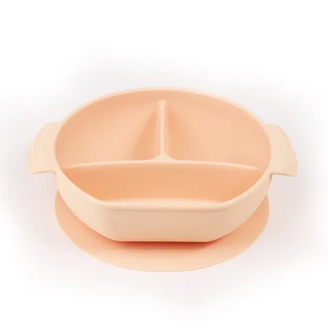 Khay Silicon Chia 3 Ngăn, đế Hít, Có Tay Cầm Tiện Dụng, Khay ăn BLW Cho Bé, Khay ăn Dặm Chất Liệu Silicon