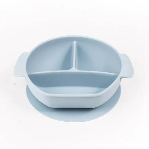 Khay Silicon Chia 3 Ngăn, đế Hít, Có Tay Cầm Tiện Dụng, Khay ăn BLW Cho Bé, Khay ăn Dặm Chất Liệu Silicon