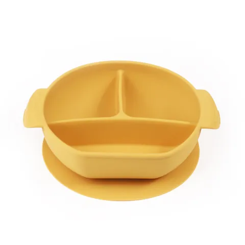 Khay Silicon Chia 3 Ngăn, đế Hít, Có Tay Cầm Tiện Dụng, Khay ăn BLW Cho Bé, Khay ăn Dặm Chất Liệu Silicon