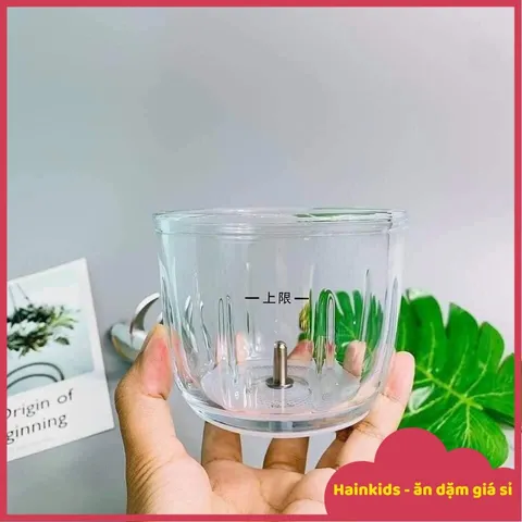 Máy Xay Mini Hattiecs 6 Lưỡi 0.3L Cho Bé - Máy Xay Thủy Tinh Tiện Dụng Kèm Quà Tặng Dây Buộc Tóc Hoa Cúc Xinh Xắn