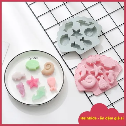 Khuôn Silicon 4D Hình Động Vật Biển - Dùng Đổ Socola, Kẹo Dẻo, Thạch, Pudding - An Toàn, Dễ Vệ Sinh, Chịu Nhiệt Từ -40 đến 230°C