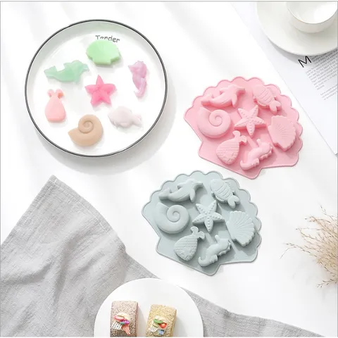 Khuôn Silicon 4D Hình Động Vật Biển - Dùng Đổ Socola, Kẹo Dẻo, Thạch, Pudding - An Toàn, Dễ Vệ Sinh, Chịu Nhiệt Từ -40 đến 230°C