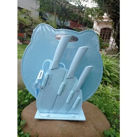Bộ Dao Thớt Chế Biến Đồ Ăn Dặm, Bộ Dao Thớt Mèo, Chất Liệu Nhựa Nguyên Sinh, Thép Không Gỉ-Nhiều Mã