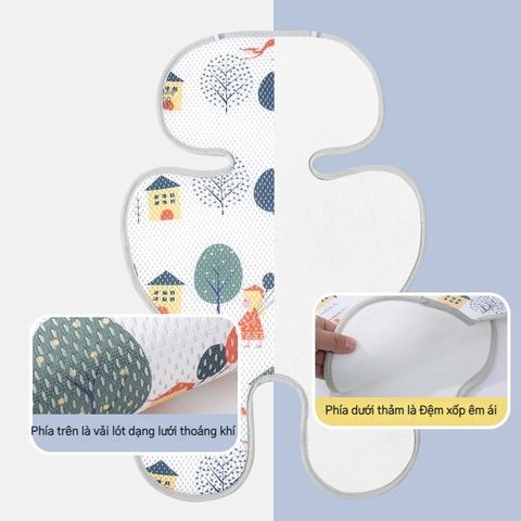 Đệm Lót Xe Đẩy và Ghế Ăn Dặm Thoáng Khí - Êm Ái, Dễ Vệ Sinh, Phù Hợp Mọi Loại Xe Đẩy Cho Bé - Lót Điều Hòa Mùa Hè