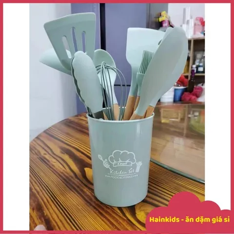 Bộ Dụng Cụ Làm Bếp Silicone 11 Món Chống Dính - Dụng Cụ Làm Bánh và Chế Biến Món Ăn E1889, Dễ Dàng Vệ Sinh, An Toàn Chịu Nhiệt