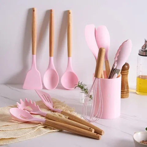 Bộ Dụng Cụ Làm Bếp Silicone 11 Món Chống Dính - Dụng Cụ Làm Bánh và Chế Biến Món Ăn E1889, Dễ Dàng Vệ Sinh, An Toàn Chịu Nhiệt