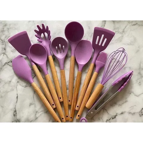 Bộ Dụng Cụ Làm Bếp Silicone 11 Món Chống Dính - Dụng Cụ Làm Bánh và Chế Biến Món Ăn E1889, Dễ Dàng Vệ Sinh, An Toàn Chịu Nhiệt