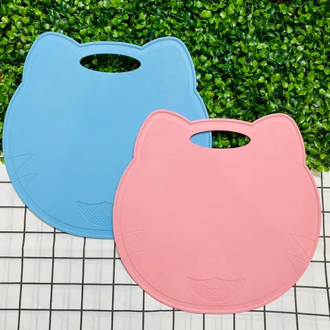 Thớt Hình Mèo Nhựa Lúa Mạch Chế Biến Đồ ăn Dặm, Kháng Khuẩn, Thiết Kế Vùng Mài Nguyên Liệu, Có Rãnh Chứa Nước Vệ Sinh