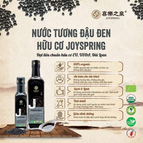 Nước Tương đậu Nành, Nước Tương đậu đen Hữu Cơ Organic Sauce, Nước Tương Giảm Mặn JoySpring Cho Bé, Vegan (Date 7/2026)