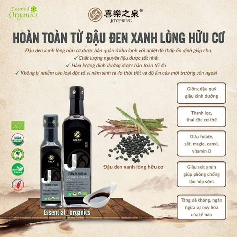 Nước Tương đậu Nành, Nước Tương đậu đen Hữu Cơ Organic Sauce, Nước Tương Giảm Mặn JoySpring Cho Bé, Vegan (Date 7/2026)