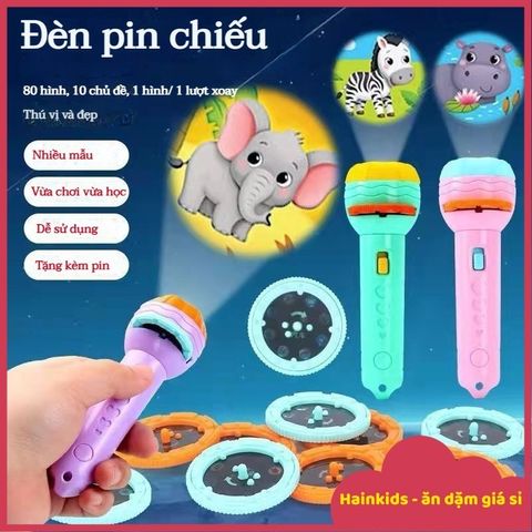 Đèn Chiếu Hình Ảnh 80 Cho Bé - Đèn Pin Tương Tác Dạy Học Vui Nhộn, An Toàn Bằng Nhựa ABS