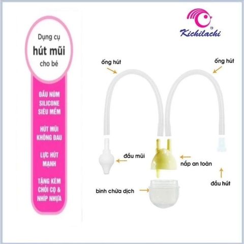 Dụng Cụ Hút Mũi Kichilachi An Toàn Cho Bé - Vệ Sinh Mũi Hiệu Quả Không Gây Đau, Kèm Gắp Gỉ Mũi, Dành Cho Trẻ Sơ Sinh