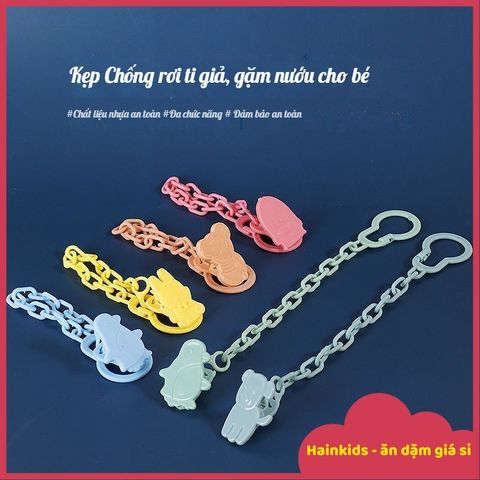 Dây Đeo Ti Giả Cho Trẻ Em - Kẹp Gặm Nướu An Toàn, Túi Nhai Ăn Dặm Cố Định, Chống Rơi, Dây Kẹp Ti Ngậm Ngộ Nghĩnh