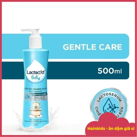 Sữa Tắm Lactacyd Baby Gentle Care Xanh Dương 500ml/chai, Sữa Tắm Gội Lactacyd Ngăn Ngừa Rôm Sảy Cho Bé