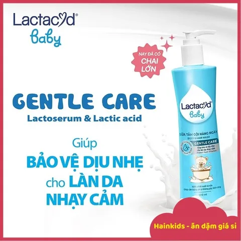 Sữa Tắm Lactacyd Baby Gentle Care Xanh Dương 500ml/chai, Sữa Tắm Gội Lactacyd Ngăn Ngừa Rôm Sảy Cho Bé
