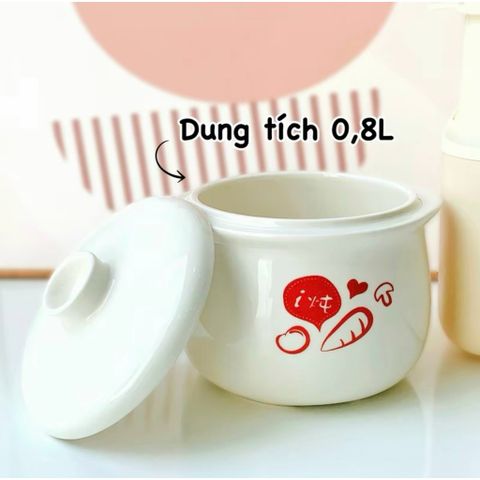 Bộ Thố Nắp Bear 0.8L - Nắp Sứ Thố Sứ Dùng Cho Nồi Nấu Chậm Cách Thủy Bear NNC08 - Đồ Gia Dụng Nhà Bếp Chất Lượng