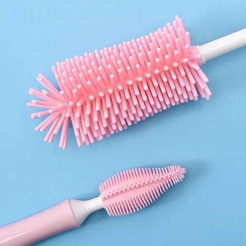 Cọ Bình Sữa Silicon 3 Chi Tiết, Tay Cầm 360 Độ Dùng Cho Mọi Loại Bình Sữa, Cốc, Ly, Bình Nước