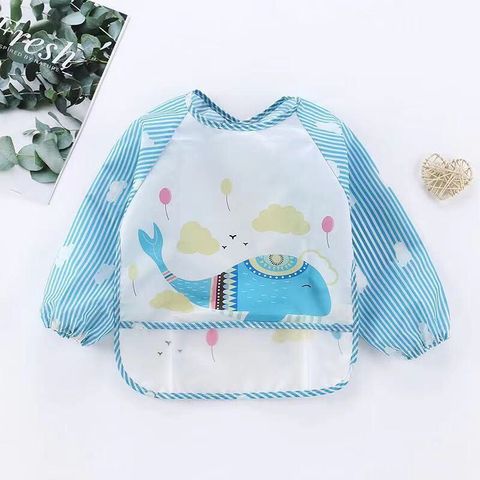 Áo Yếm Ăn Dặm Dài Tay Có Máng Hứng - Chống Thấm Cho Bé, Thiết Kế Thoải Mái & Dễ Dàng Vệ Sinh