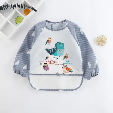 Áo Yếm Ăn Dặm Dài Tay Có Máng Hứng - Chống Thấm Cho Bé, Thiết Kế Thoải Mái & Dễ Dàng Vệ Sinh