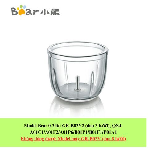 Phụ Kiện Cối Thủy Tinh Bear B03V2 - Cối Thay Thế và Lưỡi Dao Inox 304 cho Máy Xay, Bền và An Toàn cho Bé