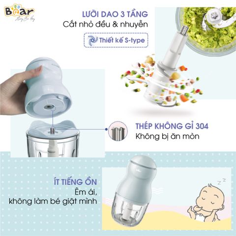 Phụ Kiện Cối Thủy Tinh Bear B03V2 - Cối Thay Thế và Lưỡi Dao Inox 304 cho Máy Xay, Bền và An Toàn cho Bé