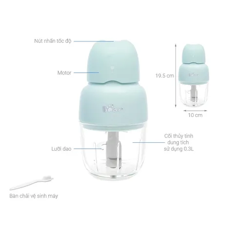 Máy Xay Đa Năng Bear 0.3L - Cối Thủy Tinh Chịu Nhiệt, Xay Nhuyễn Thực Phẩm Dễ Dàng, Tiện Lợi Mang Theo, Phù Hợp Cho Bé Ảnh Dặm