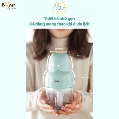 Máy Xay Đa Năng Bear 0.3L - Cối Thủy Tinh Chịu Nhiệt, Xay Nhuyễn Thực Phẩm Dễ Dàng, Tiện Lợi Mang Theo, Phù Hợp Cho Bé Ảnh Dặm