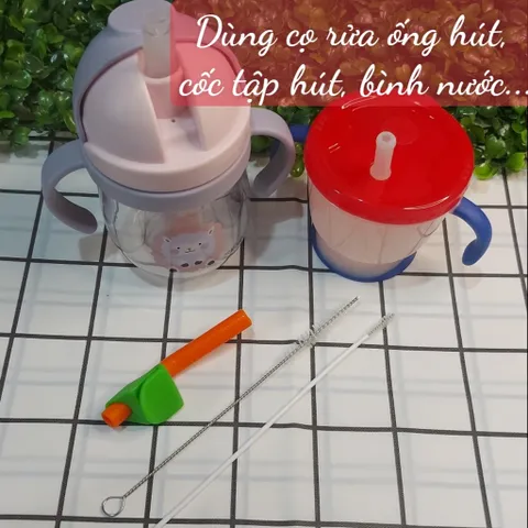 Cọ Vệ Sinh Ống Hút Inox Có Móc Treo - Tiện Lợi, Dùng Cho Bình Nước, Cốc Tập Hút Cho Bé, Sạch Sẽ và Giá Rẻ