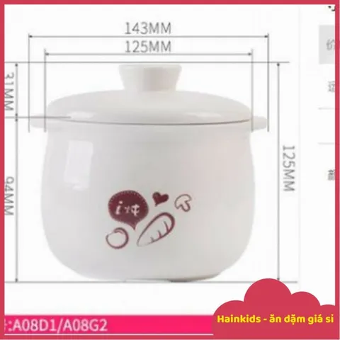 Nắp và Thố Sứ Nồi Bear Nâu 0.8L - Bảo Vệ Chống Vỡ - Đồ Gia Dụng Nhà Bếp Thẩm Mỹ và Thực Dụng