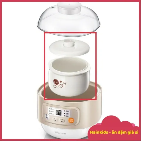 Nắp và Thố Sứ Nồi Bear Nâu 0.8L - Bảo Vệ Chống Vỡ - Đồ Gia Dụng Nhà Bếp Thẩm Mỹ và Thực Dụng