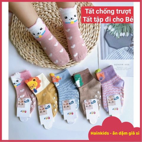 Tất Vớ Cao Cổ Chống Trơn Trượt Cho Bé - Tất Tập Đi Cho Trẻ Sơ Sinh, Đồ Chơi Nhà Banh, Kích Thước S và M