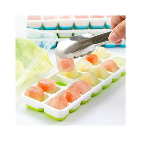 Khay Đá Silicon 14 Viên Có Nắp Đậy - Khay Trữ Đá Tủ Lạnh Chống Mùi, Dễ Lấy Dashi Thực Phẩm Táo Bạo