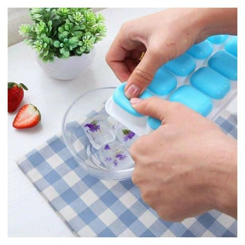 Khay Đá Silicon 14 Viên Có Nắp Đậy - Khay Trữ Đá Tủ Lạnh Chống Mùi, Dễ Lấy Dashi Thực Phẩm Táo Bạo