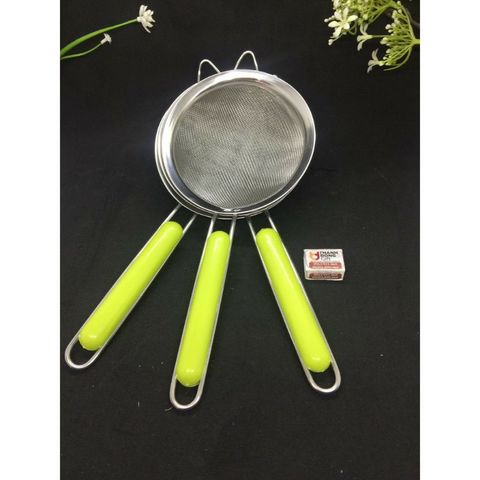 Rây Inox 304 Tay Cầm Xanh - Rây Lọc Siêu Mịn An Toàn Cho Sức Khỏe Bà Nội Trợ, Tiện Lợi Sử Dụng Trong Nhà Bếp