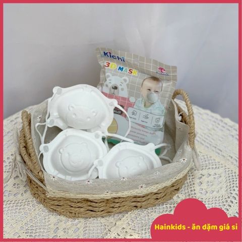 Khẩu Trang Hình Gấu 4D UNIMASK/KICHI An Toàn, Thoải Mái Cho Bé 1-6 Tuổi - Bảo Vệ Mặt, Chống Bụi, Dễ Đeo, Cute, 3 Chiếc/ Túi Zip